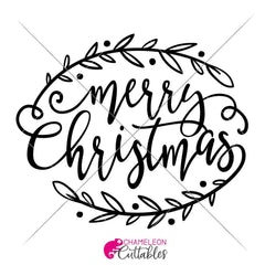 Merry Christmas With Branches Svg Png Dxf Eps Svg Dxf Png Cutting File