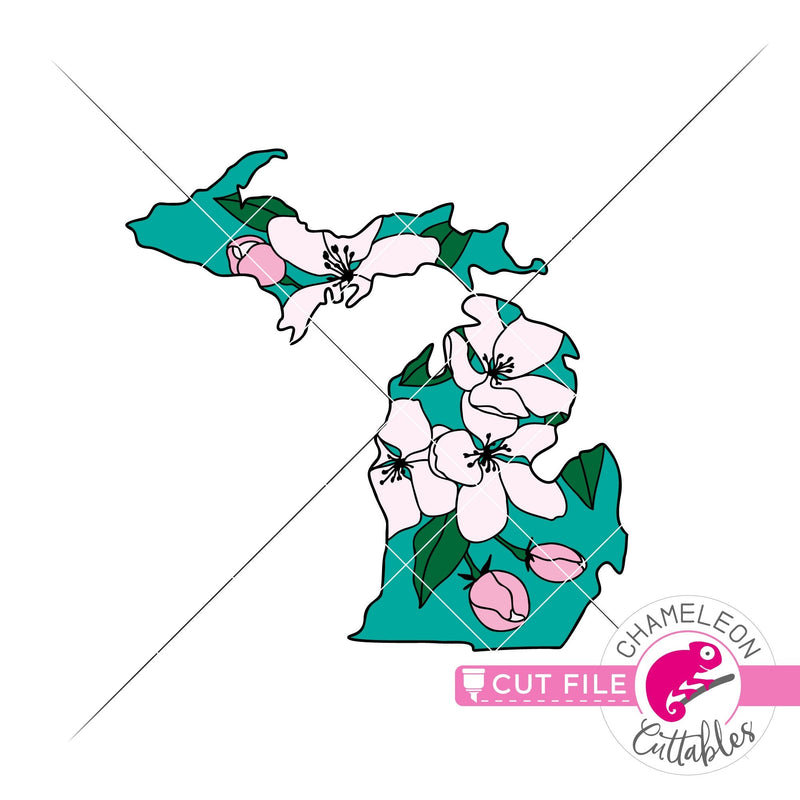 Michigan state flower apple blossom layered svg png dxf eps jpeg SVG DXF PNG Cutting File