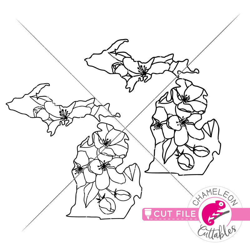 Michigan state flower apple blossom outline svg png dxf eps jpeg SVG DXF PNG Cutting File