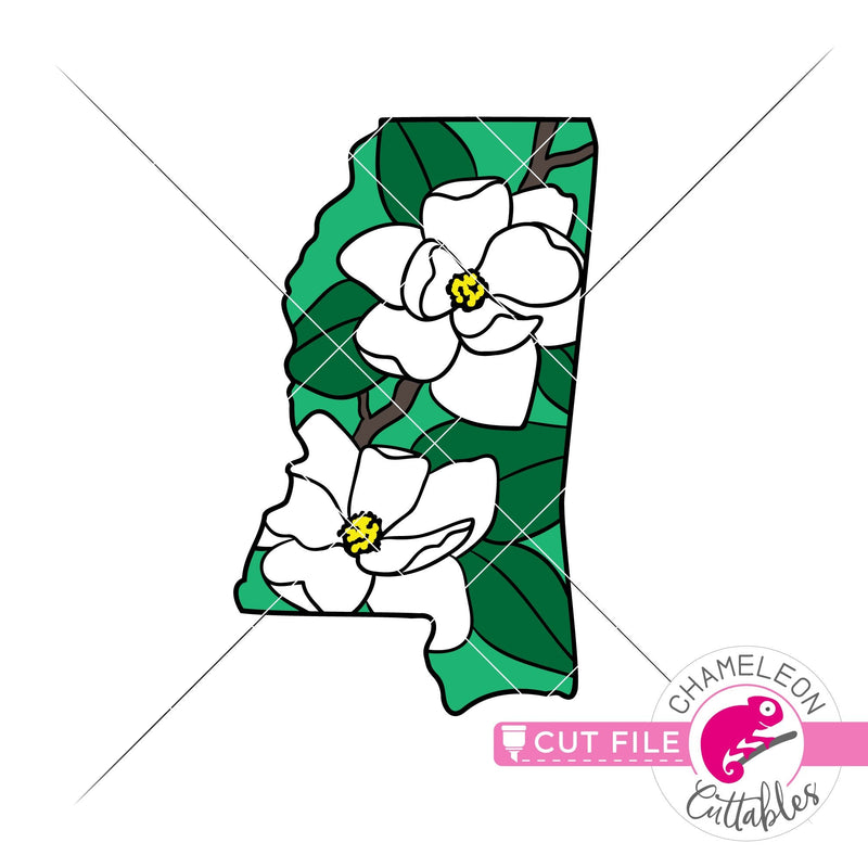 Mississippi state flower magnolia layered svg png dxf eps jpeg SVG DXF PNG Cutting File