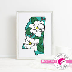 Mississippi state flower magnolia layered svg png dxf eps jpeg SVG DXF PNG Cutting File