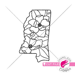 Mississippi state flower magnolia outline svg png dxf eps jpeg SVG DXF PNG Cutting File