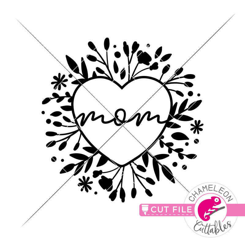 Mom Heart with Flowers svg png dxf eps jpeg SVG DXF PNG Cutting File