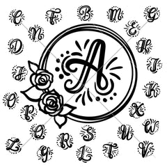 Monogram Initials with floral Wreath svg png dxf SVG DXF PNG Cutting File