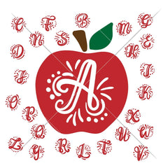 Monogram Letter Initials with Apple svg png dxf SVG DXF PNG Cutting File