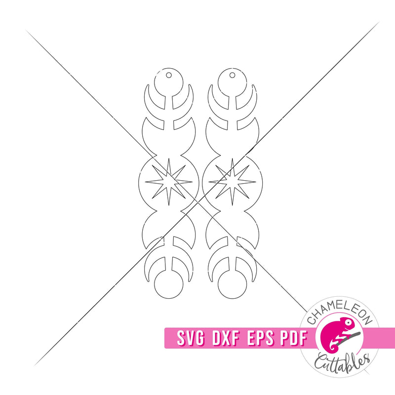 Moon Phase Star Earrings for Laser cutter svg dxf eps pdf SVG DXF PNG Cutting File