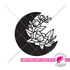 Moon with Flowers svg png dxf eps jpeg SVG DXF PNG Cutting File