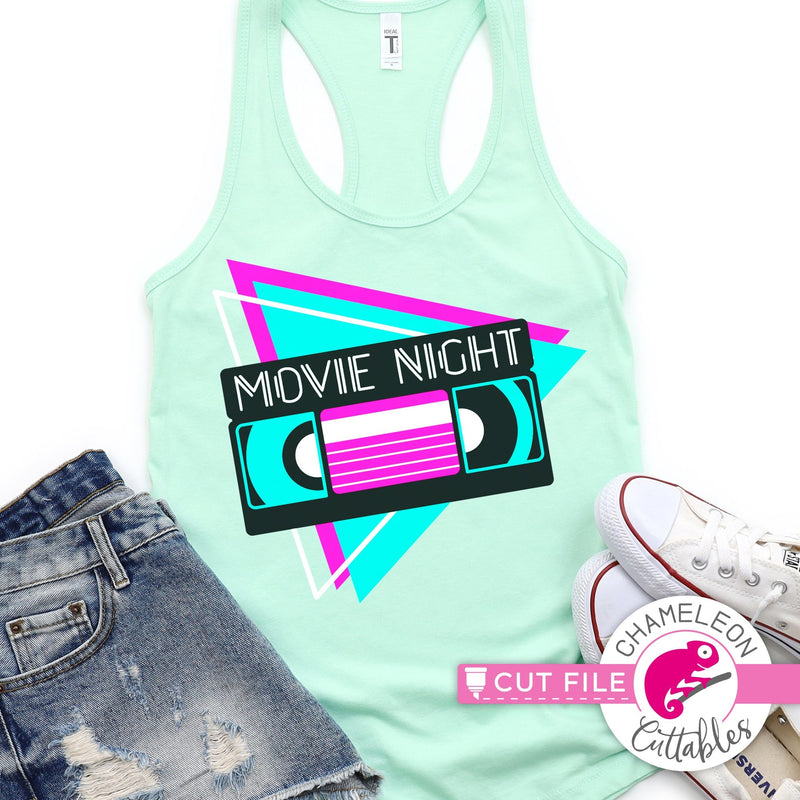 Movie Night Retro 80s vintage svg png dxf eps jpeg SVG DXF PNG Cutting File
