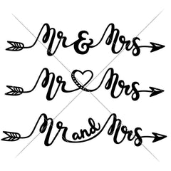 Mr And Mrs Arrow Wedding Sign Svg Png Dxf Eps Svg Dxf Png Cutting File