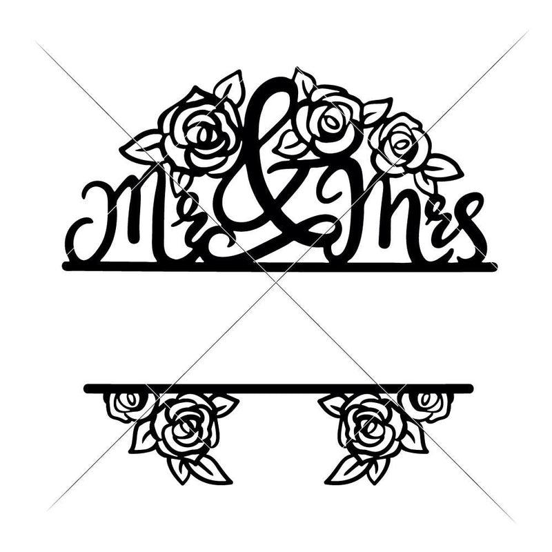 Mr And Mrs Split Design With Roses For Wedding Svg Png Dxf Eps Svg Dxf Png Cutting File
