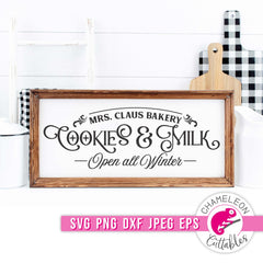 Mrs. Claus Bakery Milk and Cookies svg png dxf eps jpeg SVG DXF PNG Cutting File