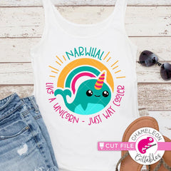 Narwhal - like a unicorn just way cooler svg png dxf eps SVG DXF PNG Cutting File
