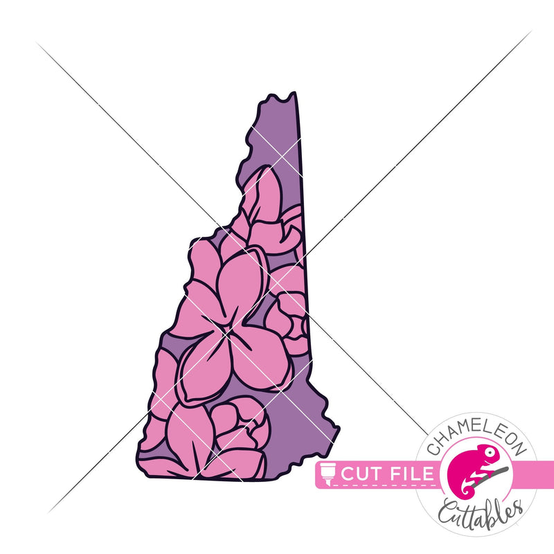 New Hampshire state flower purple Lilac layered svg png dxf eps jpeg SVG DXF PNG Cutting File