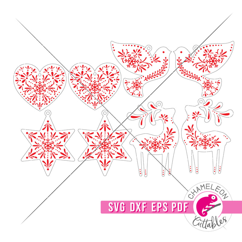 Scandinavian Ornament Bundle Nordic Christmas Laser svg dxf eps pdf