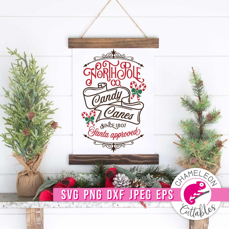 North Pole Candy Canes vintage 3 sizes svg png dxf eps jpeg SVG DXF PNG Cutting File