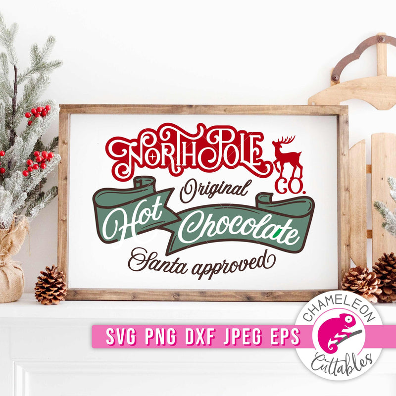 North Pole Hot Chocolate vintage Label svg png dxf eps jpeg SVG DXF PNG Cutting File
