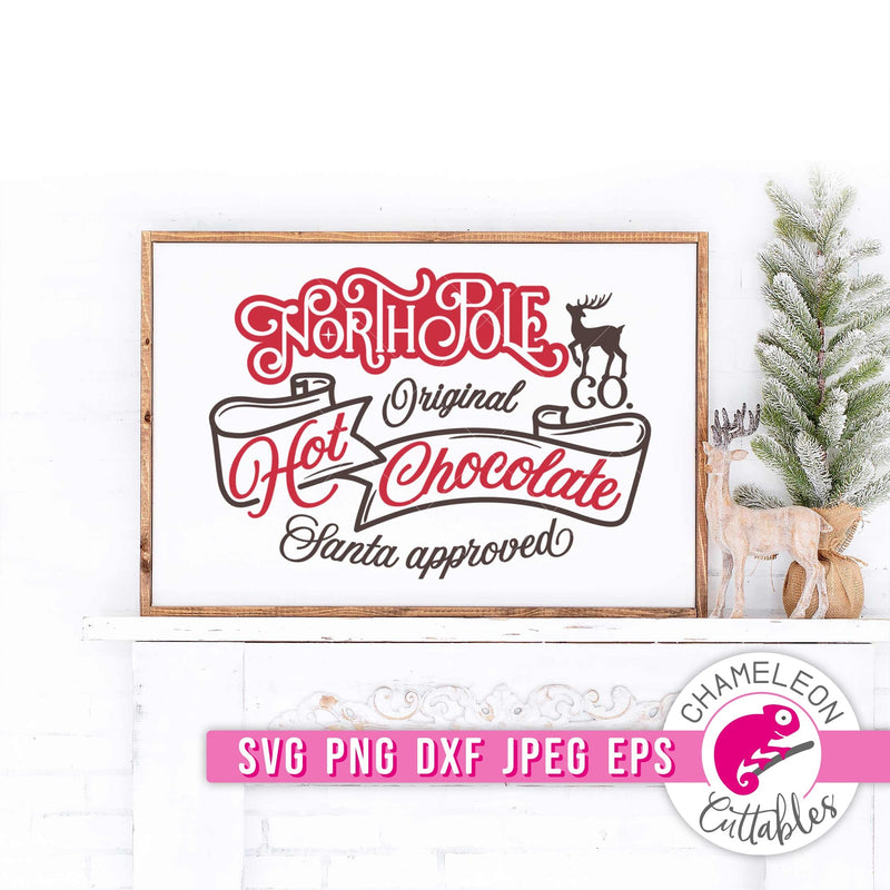 North Pole Hot Chocolate vintage Label svg png dxf eps jpeg SVG DXF PNG Cutting File