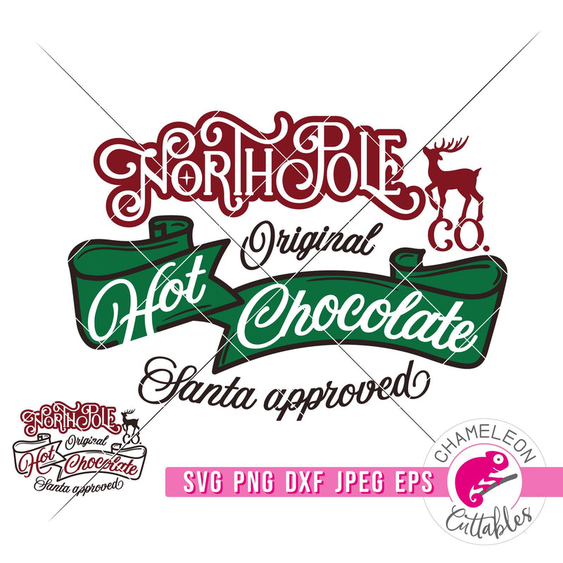 North Pole Hot Chocolate vintage Label svg png dxf eps jpeg SVG DXF PNG Cutting File
