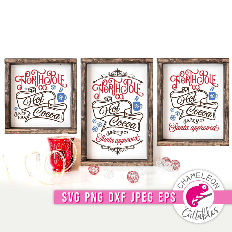 North Pole Hot Cocoa vintage 3 sizes svg png dxf eps jpeg SVG DXF PNG Cutting File