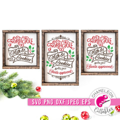 North Pole Milk and Cookies vintage 3 sizes svg png dxf eps jpeg SVG DXF PNG Cutting File