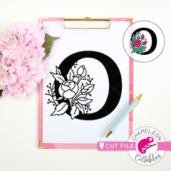 O Floral Monogram Letter with Flowers svg png dxf eps jpeg SVG DXF PNG Cutting File