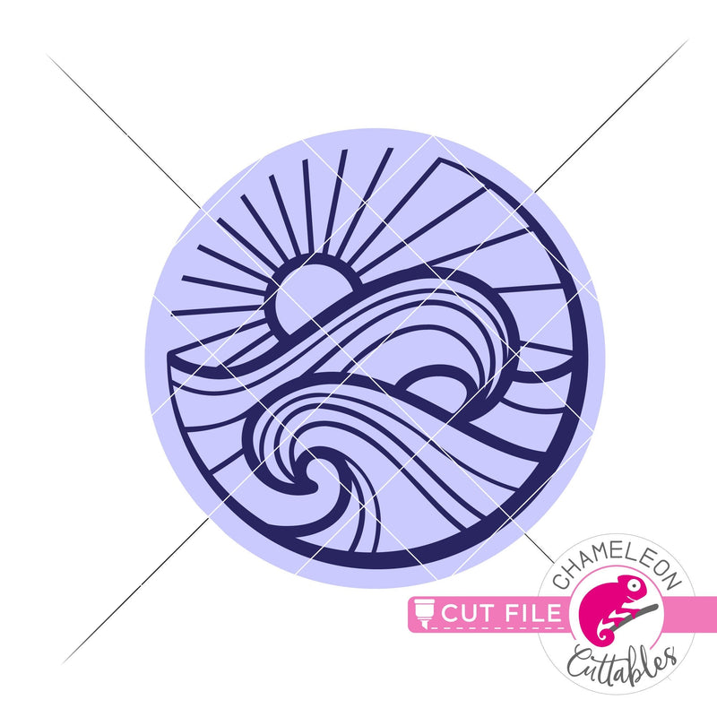 Ocean wave circle SVG png dxf eps jpeg SVG DXF PNG Cutting File
