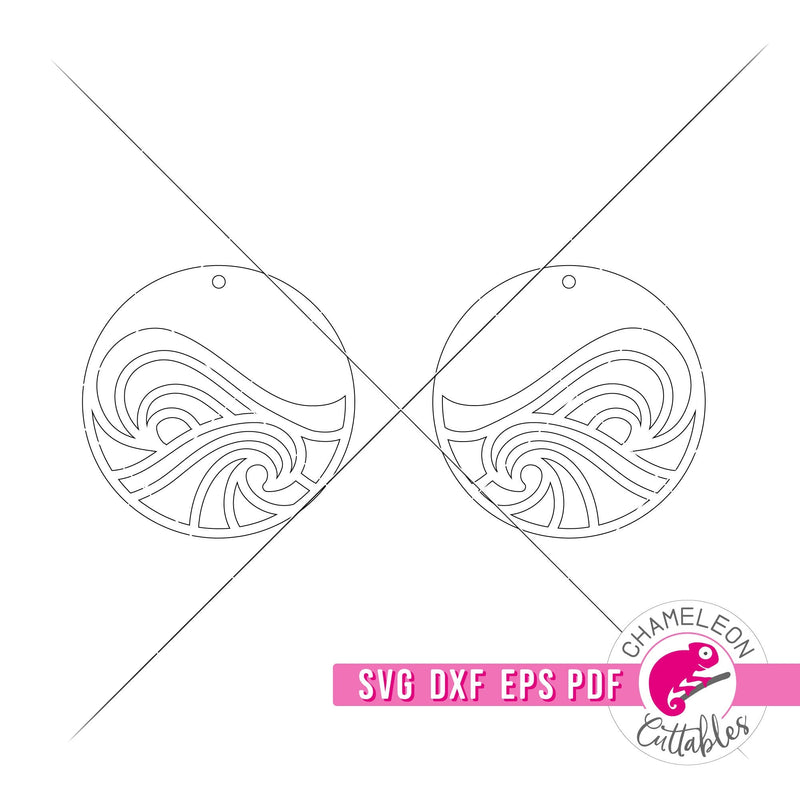 Ocean wave earrings for Laser cutter svg dxf eps pdf SVG DXF PNG Cutting File