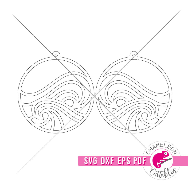 Ocean wave earrings for Laser cutter svg dxf eps pdf SVG DXF PNG Cutting File