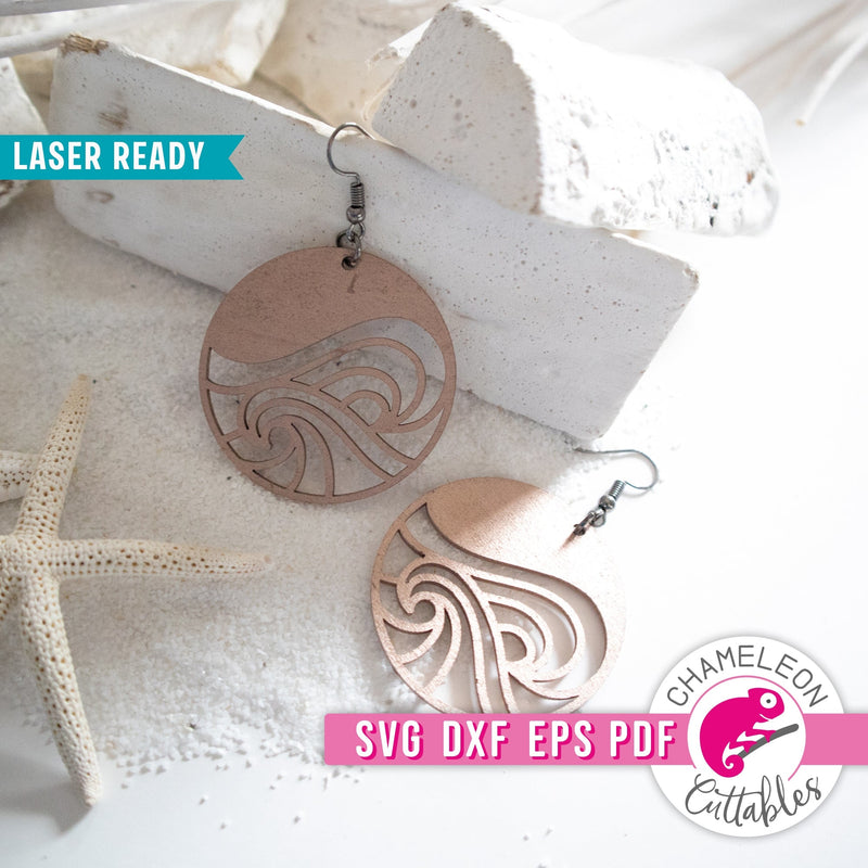 Ocean wave earrings for Laser cutter svg dxf eps pdf SVG DXF PNG Cutting File