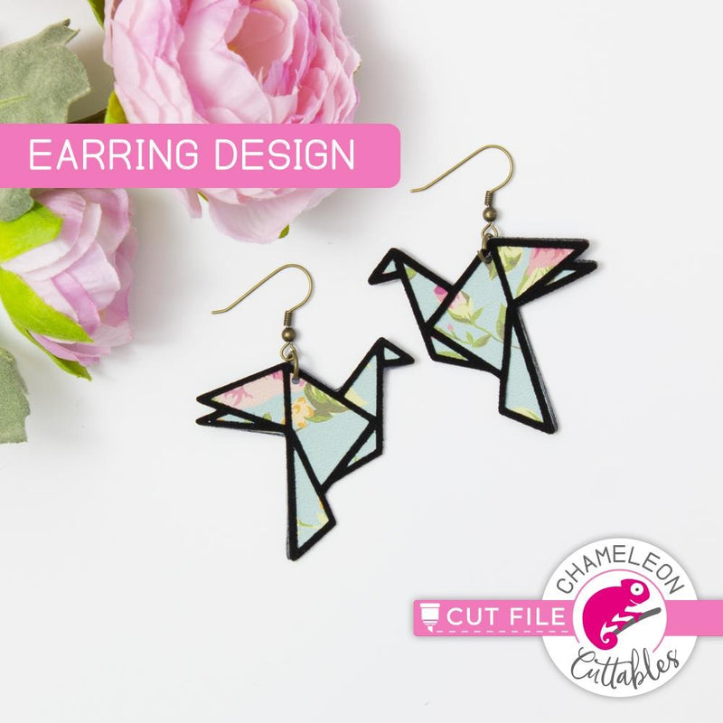 Origami Bird Earring Template svg png dxf eps SVG DXF PNG Cutting File