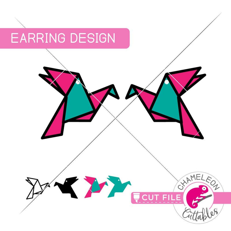 Origami Bird Earring Template svg png dxf eps SVG DXF PNG Cutting File