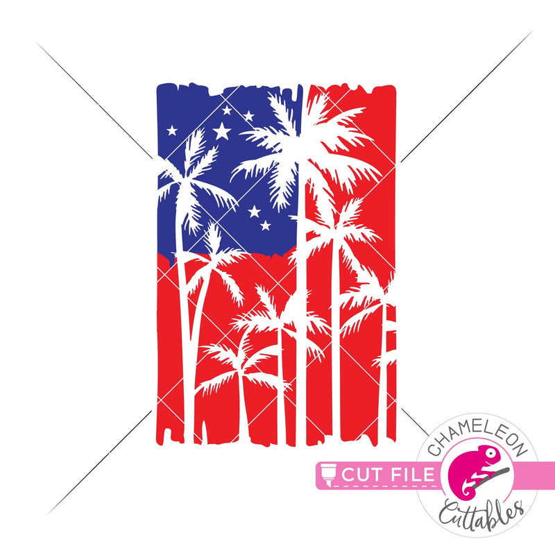 Palm Tree American Flag patriotic 4th of July svg png dxf eps jpeg SVG DXF PNG Cutting File