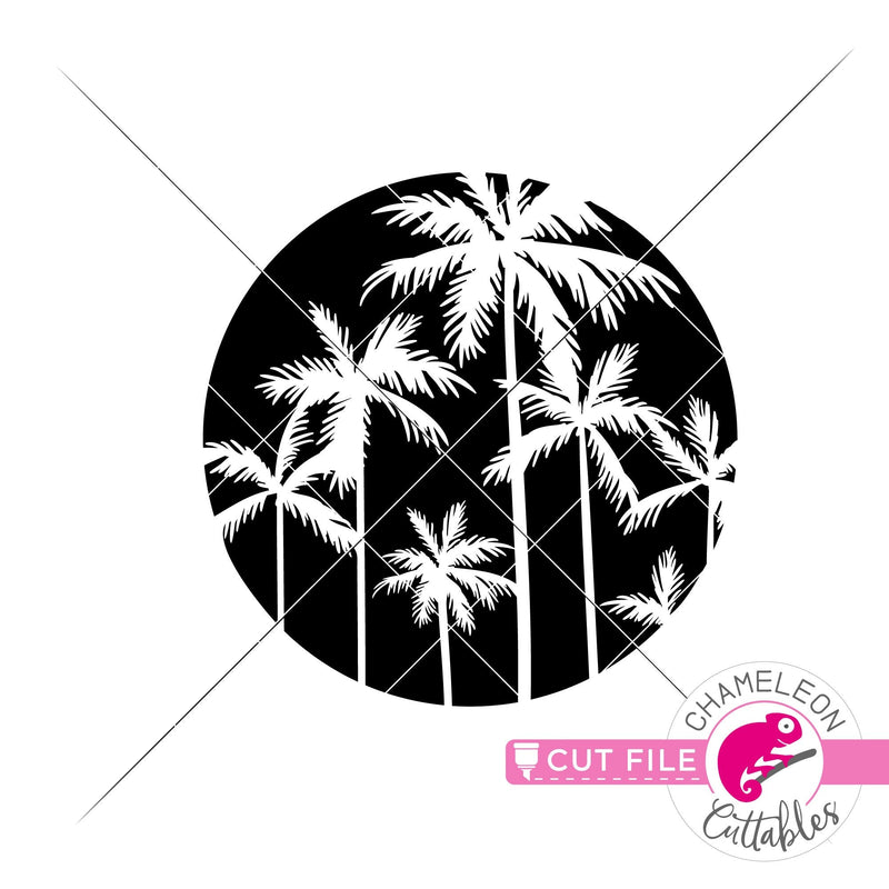 Palm trees circle svg png dxf eps jpeg SVG DXF PNG Cutting File