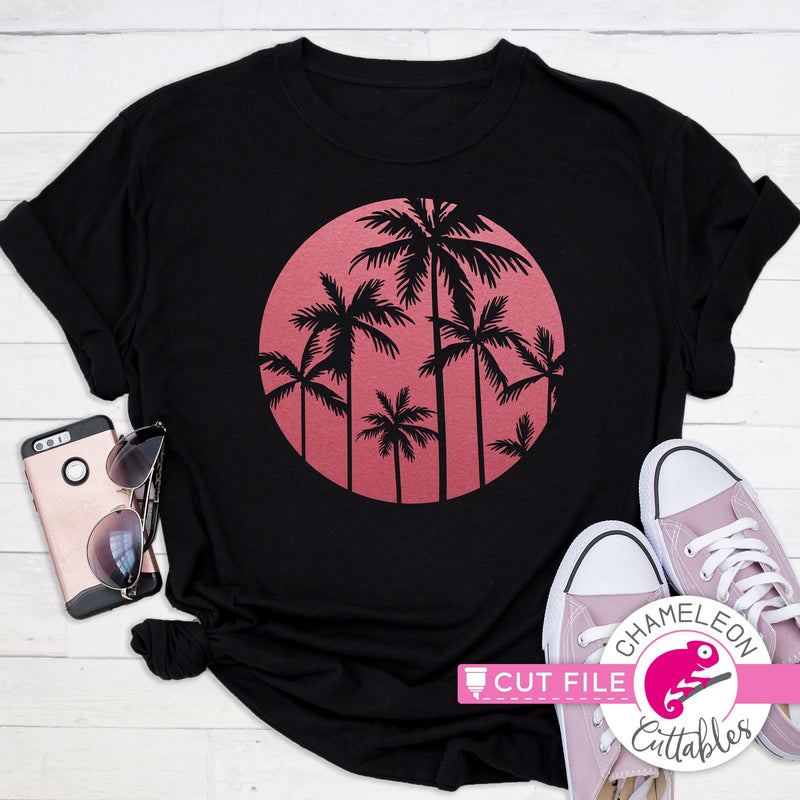 Palm trees circle svg png dxf eps jpeg SVG DXF PNG Cutting File