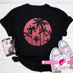 Palm trees circle svg png dxf eps jpeg SVG DXF PNG Cutting File