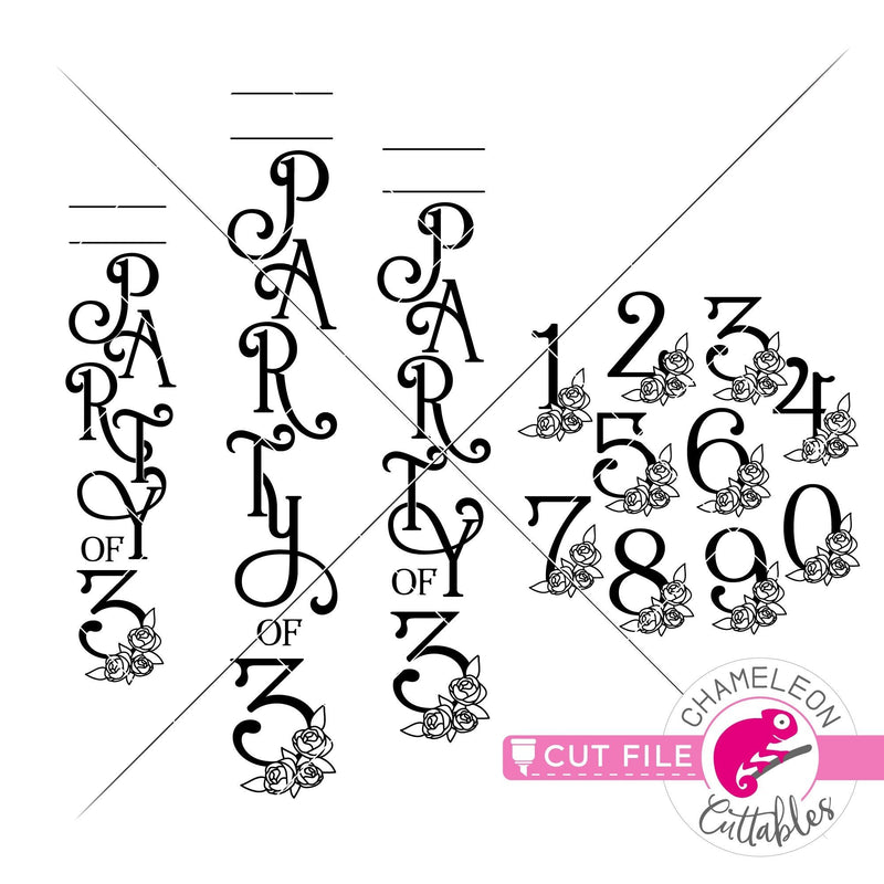 Copy of Party of 1-9 numbers included vertical Porch design svg png dxf SVG DXF PNG Cutting File