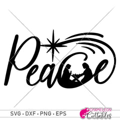 Peace With Nativity Scene Svg Png Dxf Eps Svg Dxf Png Cutting File