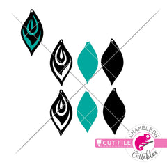 Peacock feather inspired Earring Template svg png dxf eps SVG DXF PNG Cutting File