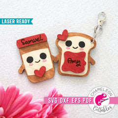 Peanut Butter Jelly Keychain for Laser cutter svg dxf eps pdf SVG DXF PNG Cutting File