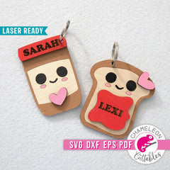 Peanut Butter Jelly Keychains for Laser cutter svg dxf eps pdf SVG DXF PNG Cutting File