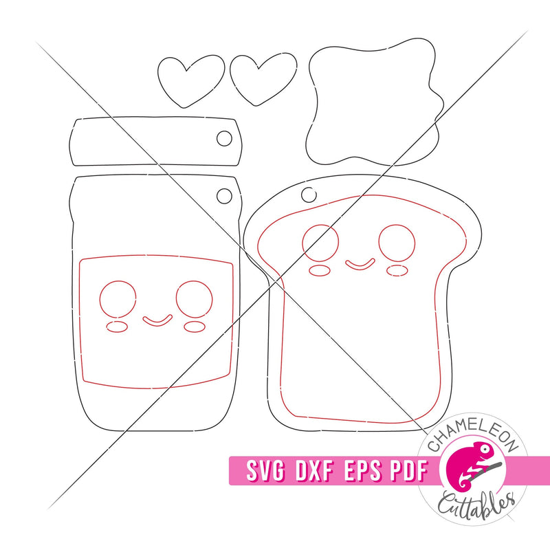 Peanut Butter Jelly Keychains for Laser cutter svg dxf eps pdf SVG DXF PNG Cutting File