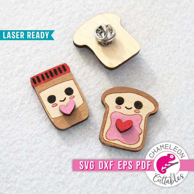 Peanut Butter Jelly Pins for Laser cutter svg dxf eps pdf SVG DXF PNG Cutting File