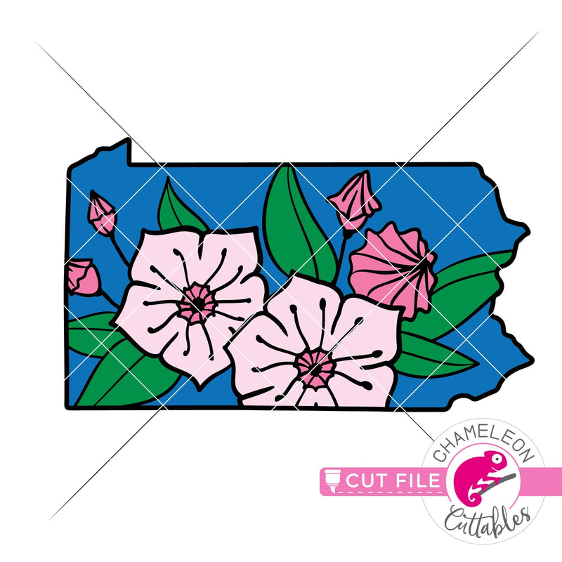 Pennsylvania state flower mountain laurel layered svg png dxf eps jpeg SVG DXF PNG Cutting File