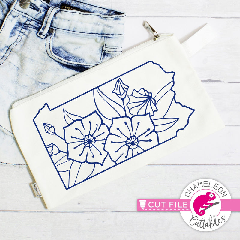 Pennsylvania state flower mountain laurel outline svg png dxf eps jpeg SVG DXF PNG Cutting File