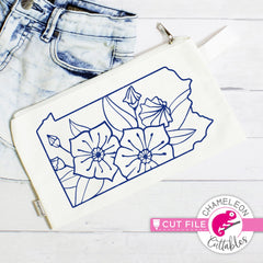 Pennsylvania state flower mountain laurel outline svg png dxf eps jpeg SVG DXF PNG Cutting File