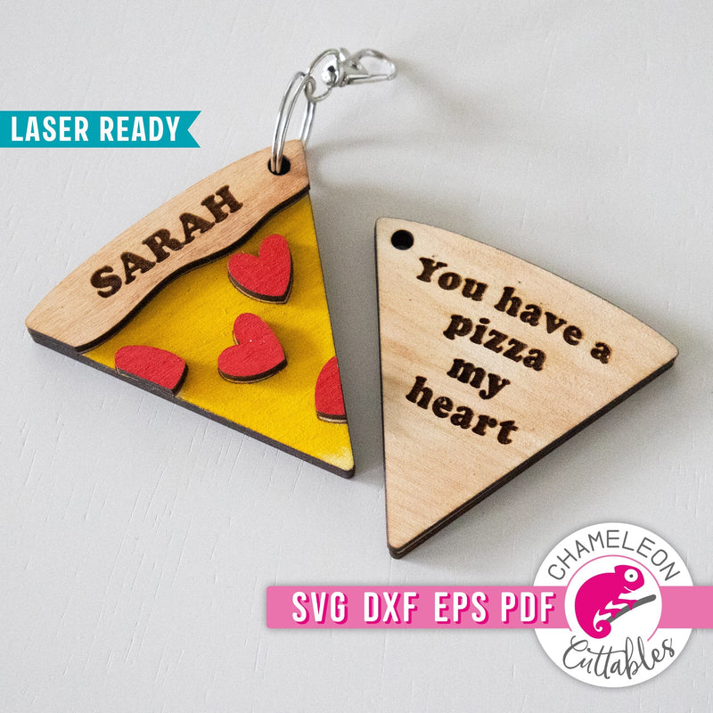 Pizza Keychain for Laser cutter svg dxf eps pdf SVG DXF PNG Cutting File
