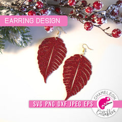 Poinsettia Earring Template Christmas Flower svg png dxf eps jpeg SVG DXF PNG Cutting File