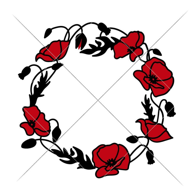 Poppy Flower Wreath Svg Png Dxf Eps Svg Dxf Png Cutting File