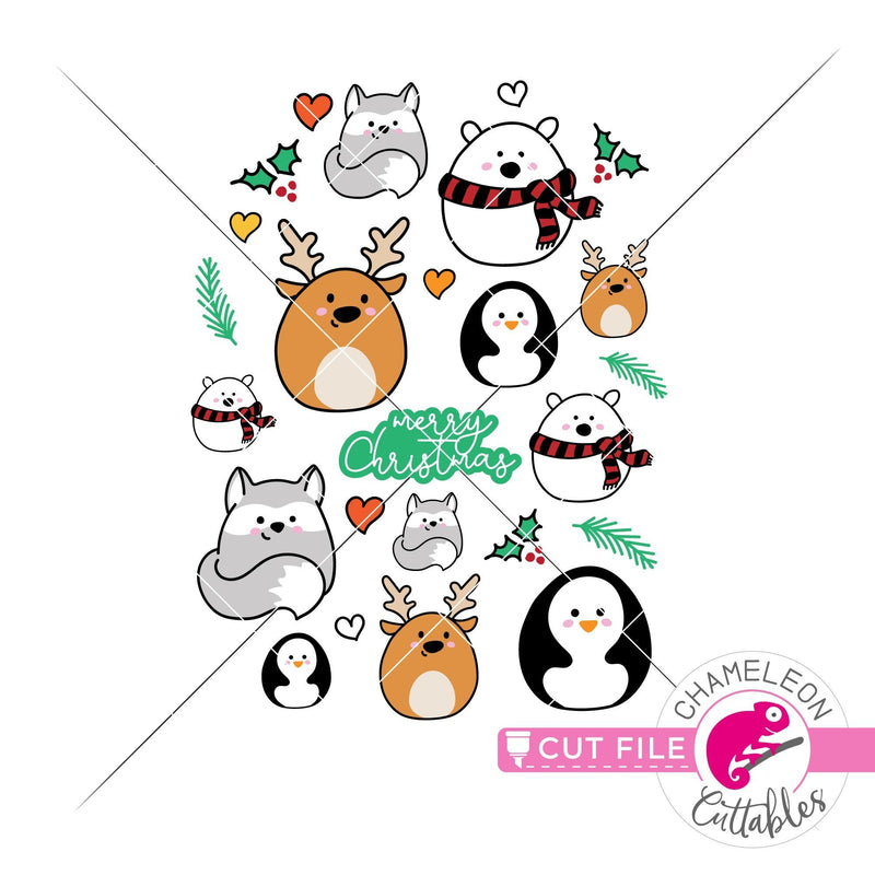 Print and Cut Christmas Animal Stickers PNG Print and Cut
