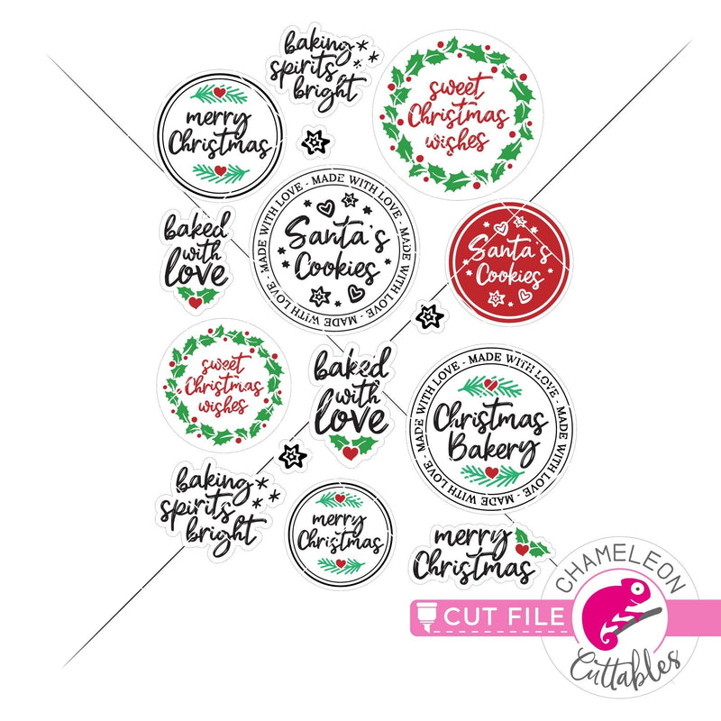 Print and Cut Christmas Baking Stickers PNG Print and Cut